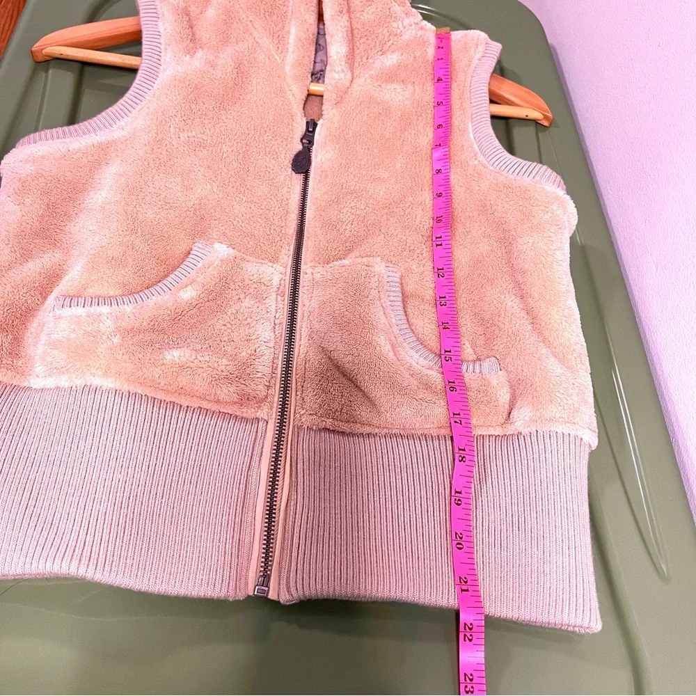 BB Dakota Teddy Fleece Hoodie Tan Full Zip Women’s Vest Size Large